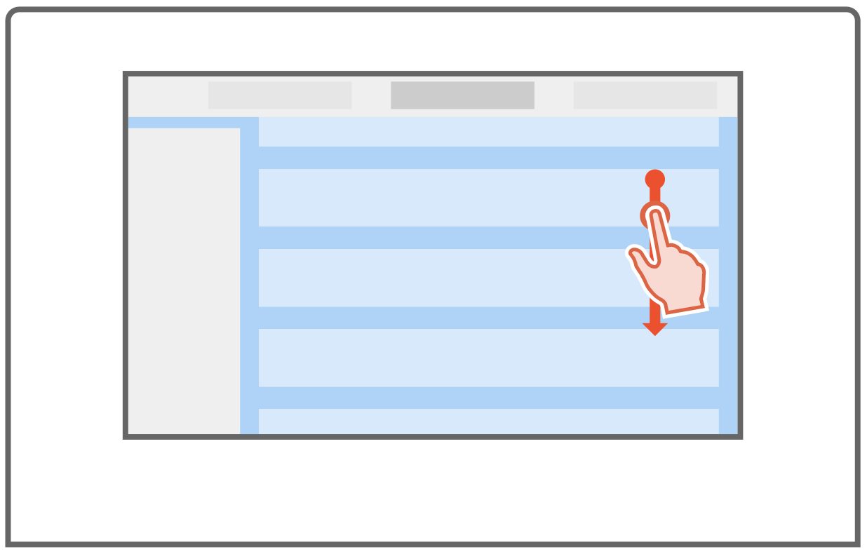 Point-centric model wireframe — list-based layout with scrolling rows